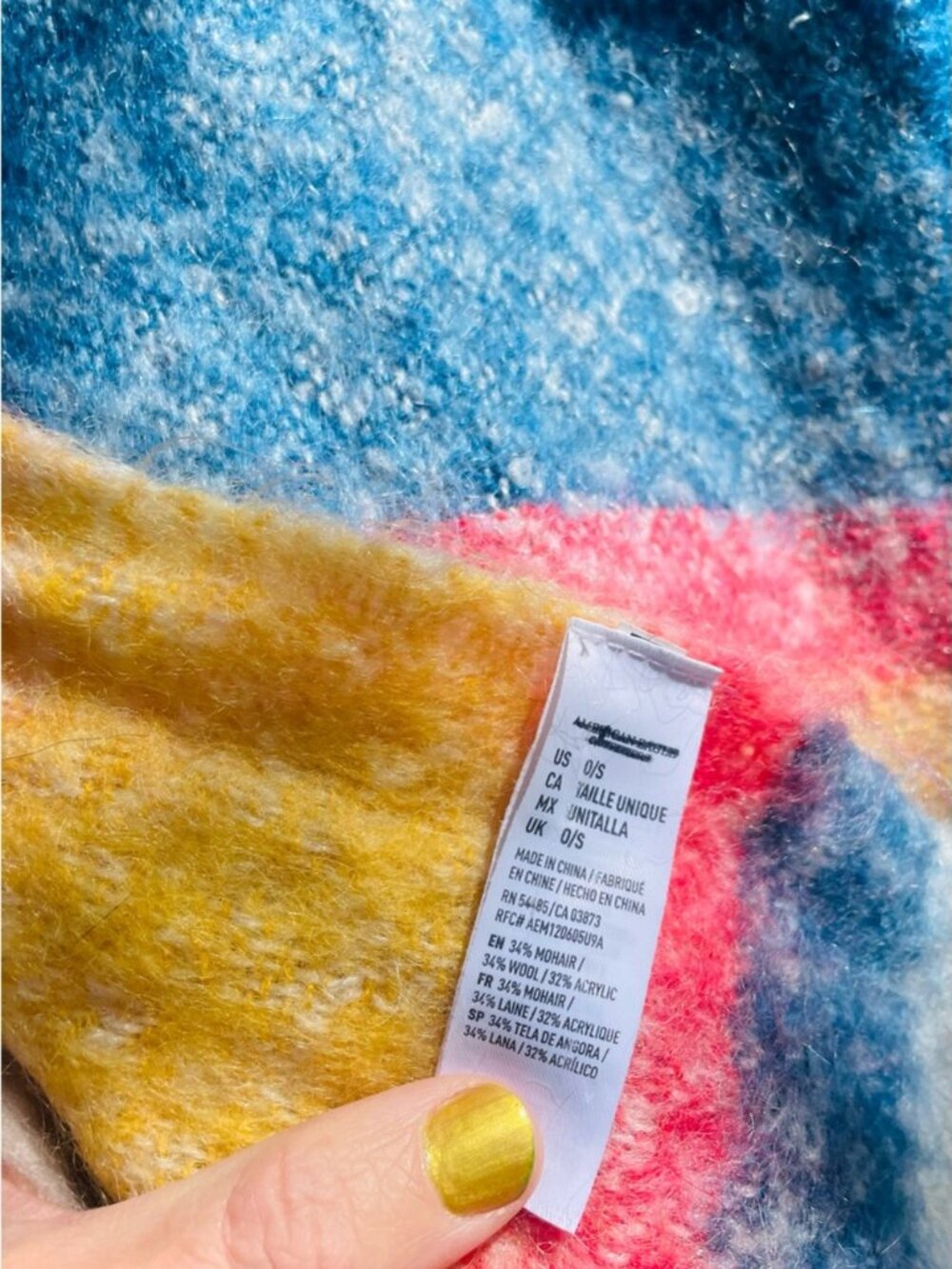 AMERICAN EAGLE OUTFITTERS | 72β | Mohair Wool Blend Large Striped Scarf Wrap - Picture 5 of 7